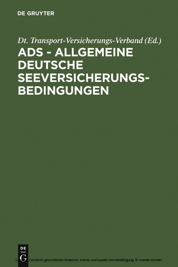 ADS - Allgemeine Deutsche Seeversicherungs-Bedingungen main product photo