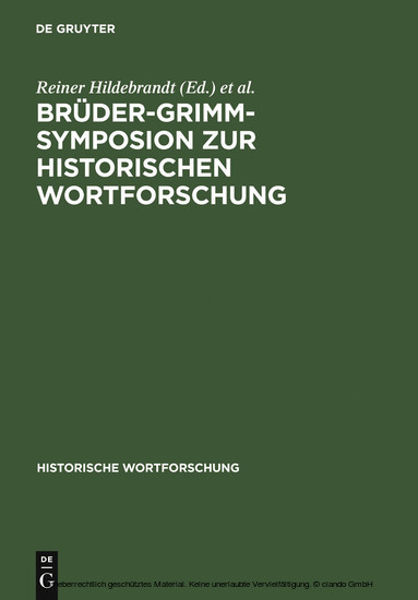 Brüder-Grimm-Symposion zur Historischen Wortforschung main product photo