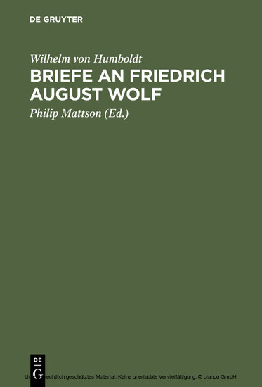 Briefe an Friedrich August Wolf main product photo