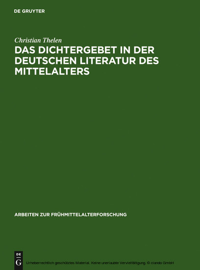 Das Dichtergebet in der deutschen Literatur des Mittelalters main product photo
