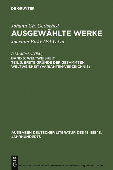 Erste Gründe der gesammten Weltweisheit (Variantenverzeichnis) main product photo