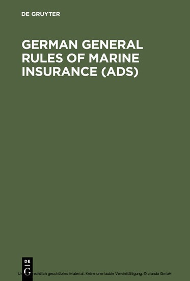 German General Rules of Marine Insurance (ADS) main product photo