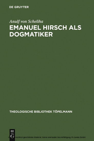 Emanuel Hirsch als Dogmatiker main product photo