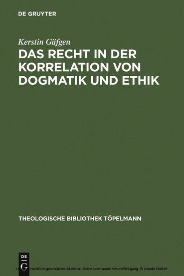 Das Recht in der Korrelation von Dogmatik und Ethik main product photo