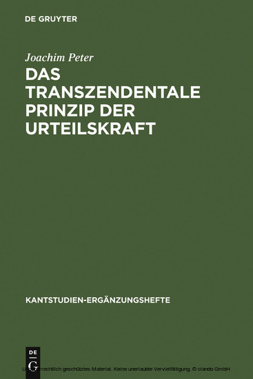 Das transzendentale Prinzip der Urteilskraft main product photo