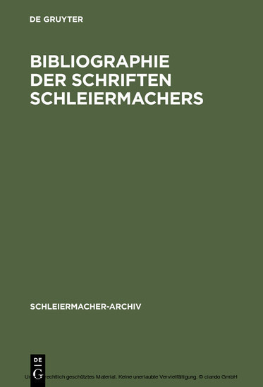 Bibliographie der Schriften Schleiermachers main product photo