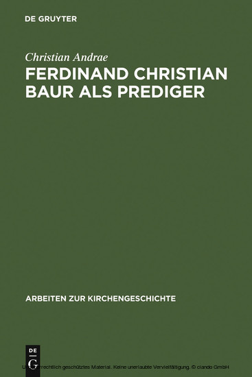 Ferdinand Christian Baur als Prediger main product photo