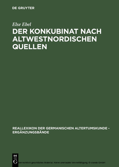 Der Konkubinat nach altwestnordischen Quellen main product photo