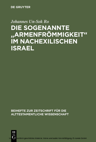 Die sogenannte 'Armenfrömmigkeit' im nachexilischen Israel main product photo