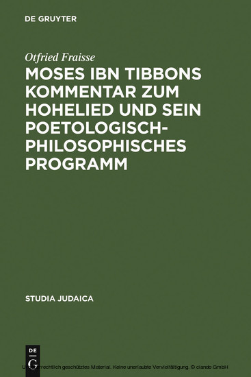 Moses ibn Tibbons Kommentar zum Hohelied und sein poetologisch-philosophisches Programm main product photo