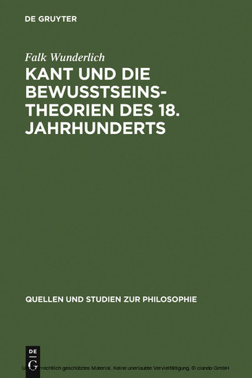 Kant und die Bewußtseinstheorien des 18. Jahrhunderts main product photo
