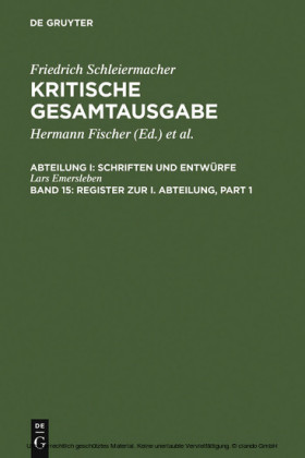 Register zur I. Abteilung