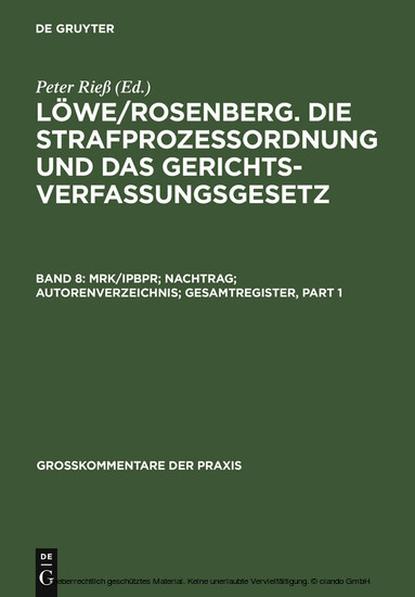 MRK/IPBPR; Nachtrag; Autorenverzeichnis; Gesamtregister main product photo
