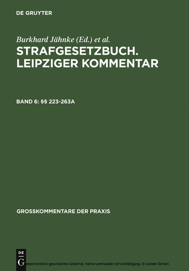 Strafgesetzbuch. Leipziger Kommentar, 223-263a main product photo