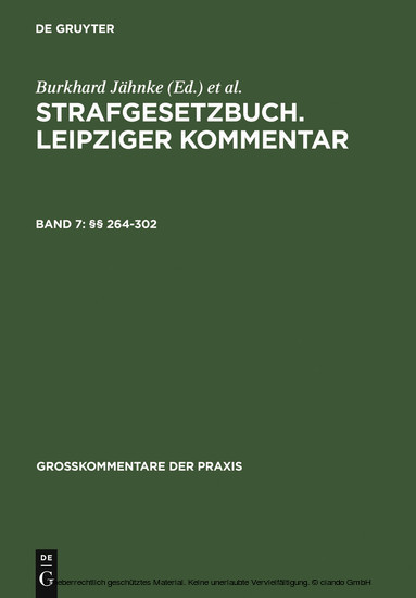 Strafgesetzbuch. Leipziger Kommentar, 264-302 main product photo