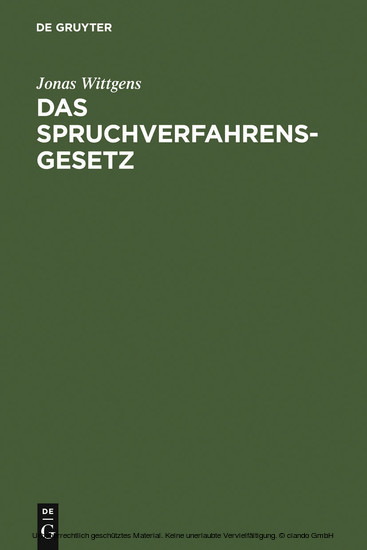 Das Spruchverfahrensgesetz main product photo
