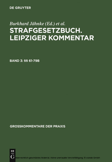 Strafgesetzbuch. Leipziger Kommentar, 61-79b main product photo