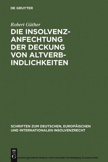 Die Insolvenzanfechtung der Deckung von Altverbindlichkeiten main product photo