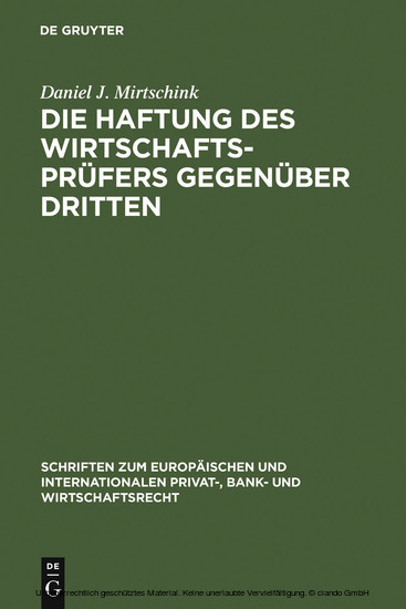 Die Haftung des Wirtschaftsprüfers gegenüber Dritten main product photo