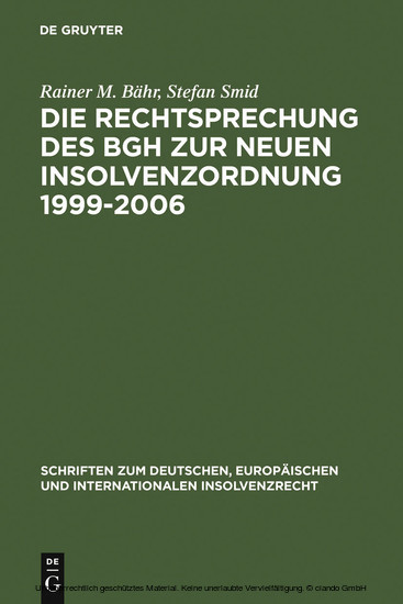 Die Rechtsprechung des BGH zur neuen Insolvenzordnung 1999-2006 main product photo