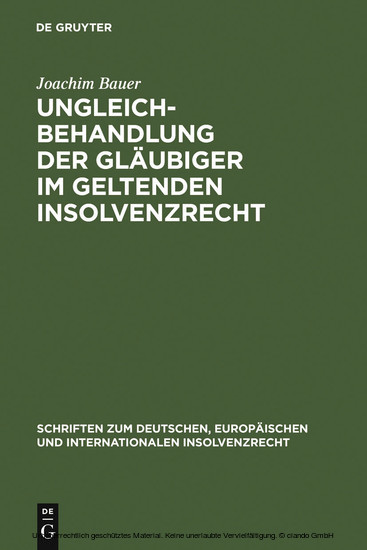 Ungleichbehandlung der Gläubiger im geltenden Insolvenzrecht main product photo