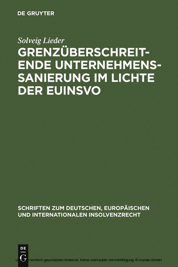 Grenzüberschreitende Unternehmenssanierung im Lichte der EuInsVO main product photo