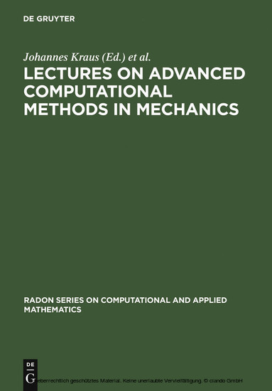 Lectures on Advanced Computational Methods in Mechanics main product photo