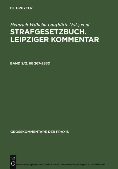 Strafgesetzbuch. Leipziger Kommentar, §§ 267-283d main product photo