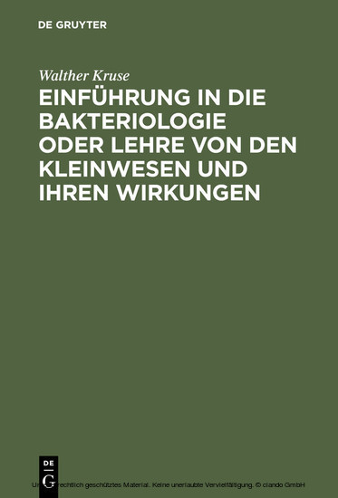 Einführung in die Bakteriologie oder Lehre von den Kleinwesen und ihren Wirkungen main product photo