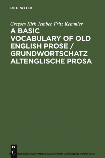 A Basic Vocabulary of Old English Prose / Grundwortschatz altenglische Prosa main product photo