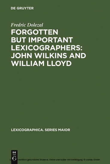 Forgotten But Important Lexicographers: John Wilkins and William Lloyd main product photo