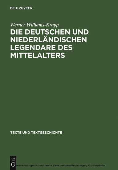 Die deutschen und niederländischen Legendare des Mittelalters main product photo