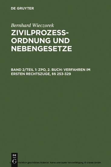 ZPO, 2. Buch: Verfahren im ersten Rechtszuge, 253-329 main product photo