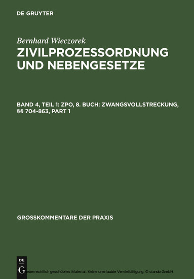 ZPO, 8. Buch: Zwangsvollstreckung, 704-863 main product photo