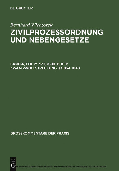 ZPO, 8.-10. Buch: Zwangsvollstreckung, 864-1048 main product photo