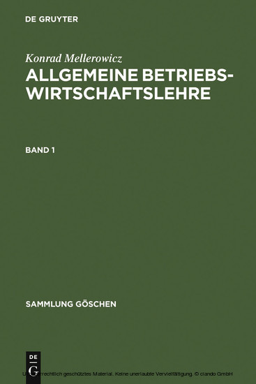 Konrad Mellerowicz: Allgemeine Betriebswirtschaftslehre. Band 1 main product photo