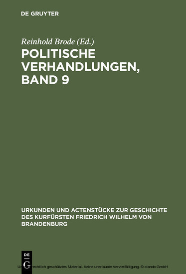 Politische Verhandlungen, Band 9 main product photo