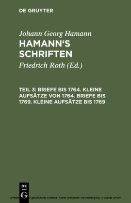 Briefe bis 1764. Kleine Aufsätze von 1764. Briefe bis 1769. Kleine Aufsätze bis 1769