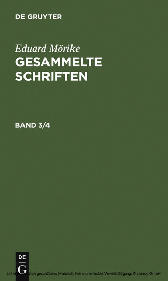 Eduard Mörike: Gesammelte Schriften. Band 3/4 main product photo