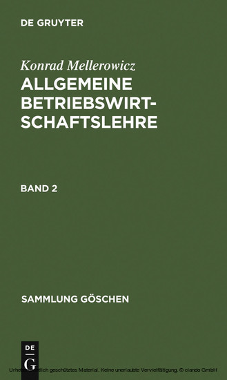 Konrad Mellerowicz: Allgemeine Betriebswirtschaftslehre. Band 2. Bd.2 main product photo