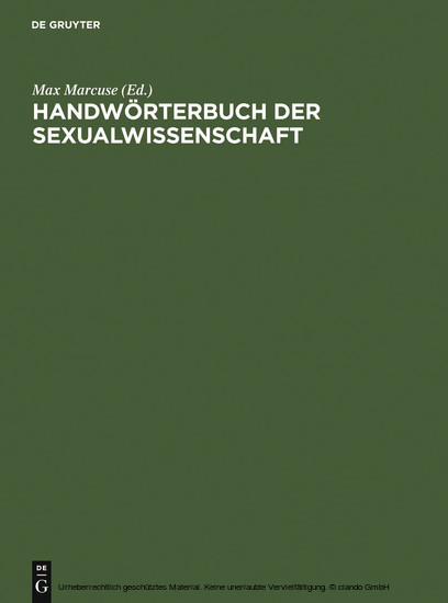 Handwörterbuch der Sexualwissenschaft main product photo