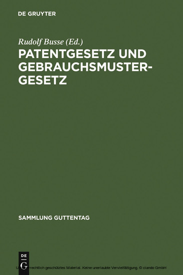 Patentgesetz und Gebrauchsmustergesetz main product photo