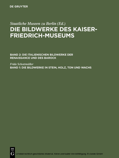 Die Bildwerke in Stein, Holz, Ton und Wachs main product photo
