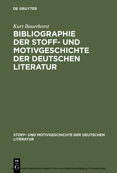 Bibliographie der Stoff- und Motivgeschichte der deutschen Literatur main product photo