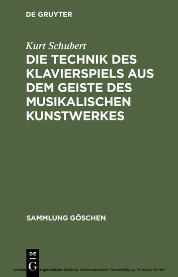 Die Technik des Klavierspiels aus dem Geiste des musikalischen Kunstwerkes main product photo