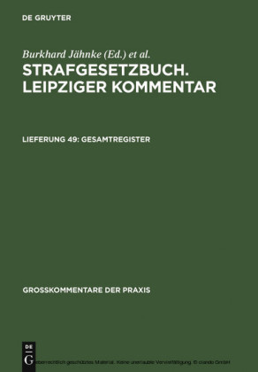 Strafgesetzbuch. Leipziger Kommentar, Gesamtregister