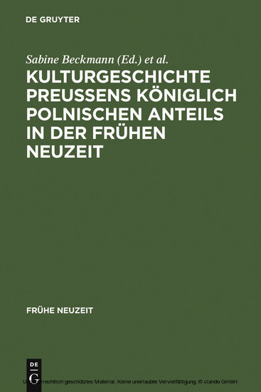 Kulturgeschichte Preußens königlich polnischen Anteils in der Frühen Neuzeit main product photo