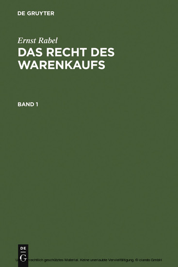 Ernst Rabel: Das Recht des Warenkaufs. Band 1 main product photo