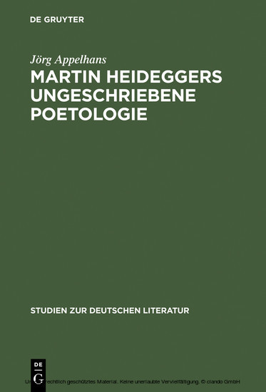 Martin Heideggers ungeschriebene Poetologie main product photo