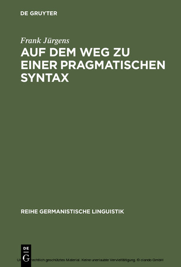 Auf dem Weg zu einer pragmatischen Syntax main product photo